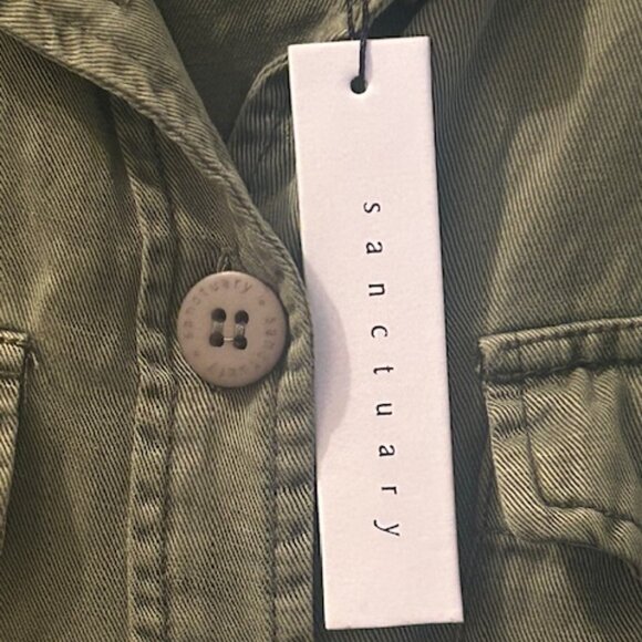 Anthropologie Sanctuary Military Frill Peplum Linen Blend Army Green Jacket NEW - Picture 5 of 16